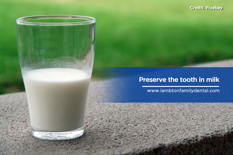 Preserve the tooth in milk