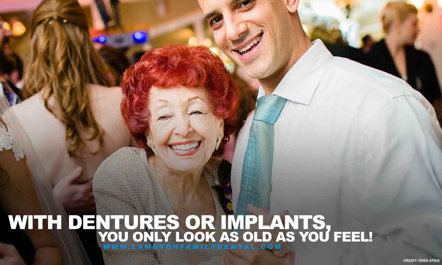 With dentures or implants