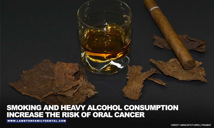 Smoking and heavy alcohol consumption increase the risk of oral cancer