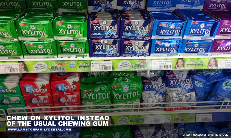 Chew on Xylitol instead of the usual chewing gum