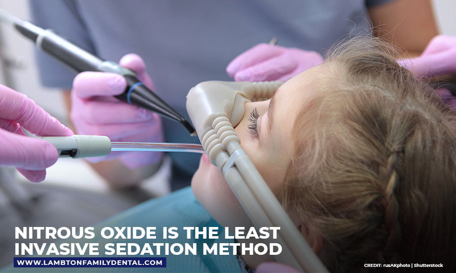 Nitrous oxide is the least invasive sedation method