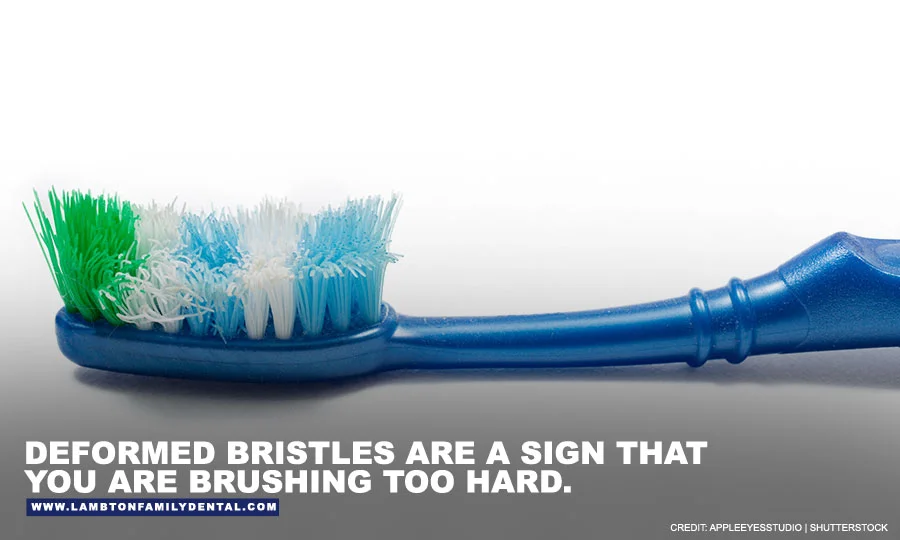 Deformed bristles are a sign that you are brushing too hard.