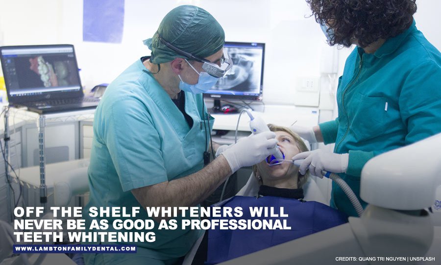 Off the shelf whiteners will never be as good as professional teeth whitening
